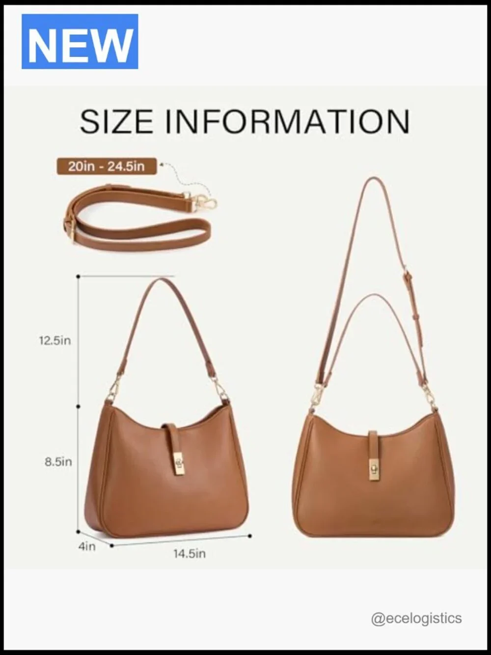 Vegan Leather Hobo Bag Tote Shoulder Crossbody Handbag with Adjustable Strap